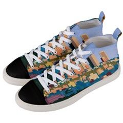 City Buildings Urban Dawn Men s Mid-top Canvas Sneakers by Bangk1t