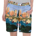 City Buildings Urban Dawn Women s Pocket Shorts View1