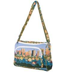 City Buildings Urban Dawn Front Pocket Crossbody Bag by Bangk1t