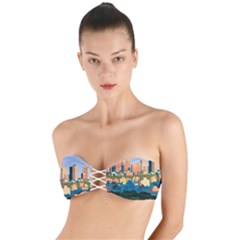 City Buildings Urban Dawn Twist Bandeau Bikini Top by Bangk1t