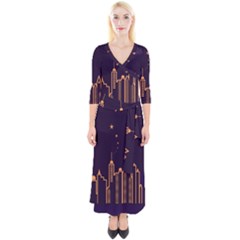 Skyscraper Town Urban Towers Quarter Sleeve Wrap Maxi Dress by Bangk1t