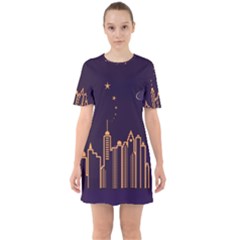 Skyscraper Town Urban Towers Sixties Short Sleeve Mini Dress by Bangk1t