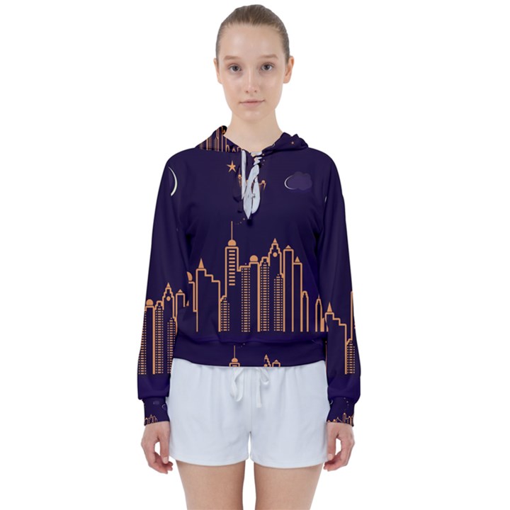 Skyscraper Town Urban Towers Women s Tie Up Sweat