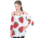 Seamless Pattern Fresh Strawberry Flutter Sleeve Tee  View1