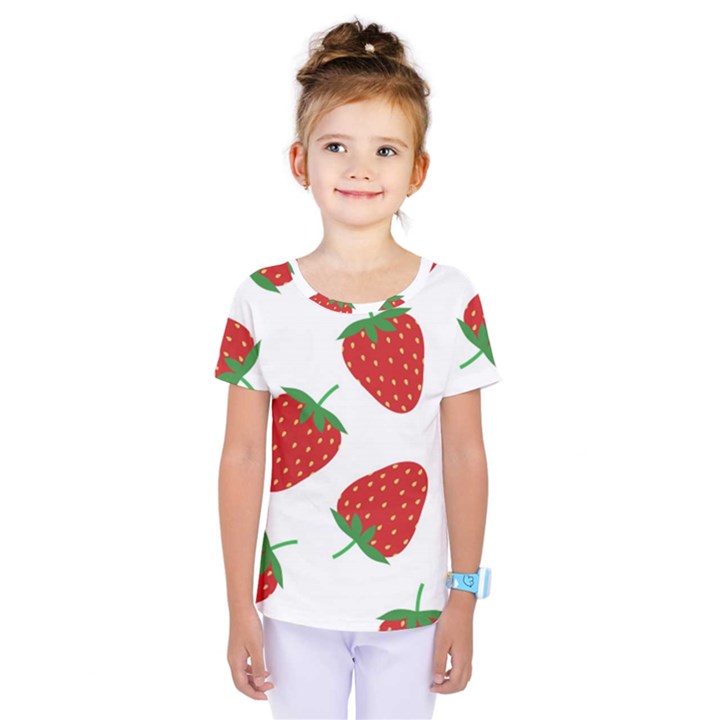 Seamless Pattern Fresh Strawberry Kids  One Piece Tee