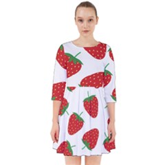 Seamless Pattern Fresh Strawberry Smock Dress by Bangk1t