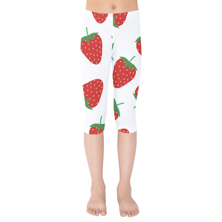 Seamless Pattern Fresh Strawberry Kids  Capri Leggings 