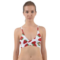 Seamless Pattern Fresh Strawberry Wrap Around Bikini Top by Bangk1t