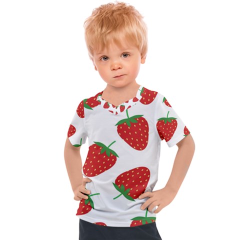 Seamless Pattern Fresh Strawberry Kids  Sports Tee by Bangk1t