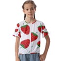 Seamless Pattern Fresh Strawberry Kids  Cuff Sleeve Scrunch Bottom Tee View1