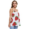 Seamless Pattern Fresh Strawberry Casual Spaghetti Strap Chiffon Top View3