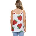 Seamless Pattern Fresh Strawberry Casual Spaghetti Strap Chiffon Top View4