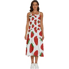 Seamless Pattern Fresh Strawberry Sleeveless Shoulder Straps Boho Dress by Bangk1t