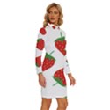 Seamless Pattern Fresh Strawberry Long Sleeve Shirt Collar Bodycon Dress View3