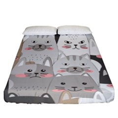 Cute Cats Seamless Pattern Fitted Sheet (california King Size) by Bangk1t