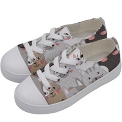 Cute Cats Seamless Pattern Kids  Low Top Canvas Sneakers by Bangk1t