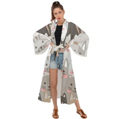 Cute Cats Seamless Pattern Maxi Kimono by Bangk1t