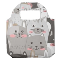 Cute Cats Seamless Pattern Premium Foldable Grocery Recycle Bag