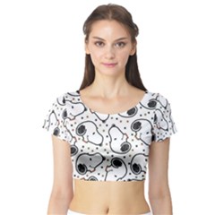 Dog Pattern Short Sleeve Crop Top by Bangk1t