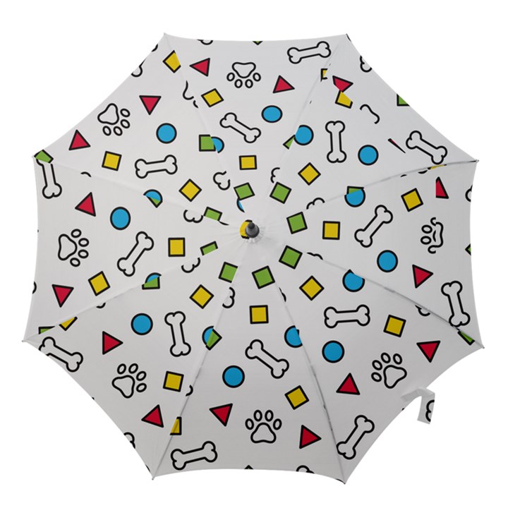 Dog Paw Seamless Pattern Footprint Bone Hook Handle Umbrellas (Large)