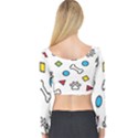 Dog Paw Seamless Pattern Footprint Bone Long Sleeve Crop Top View2