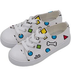 Dog Paw Seamless Pattern Footprint Bone Kids  Low Top Canvas Sneakers by Bangk1t