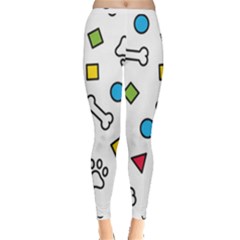 Dog Paw Seamless Pattern Footprint Bone Inside Out Leggings by Bangk1t