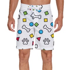 Dog Paw Seamless Pattern Footprint Bone Men s Beach Shorts by Bangk1t