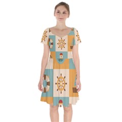 Nautical Elements Collection Short Sleeve Bardot Dress by Bangk1t