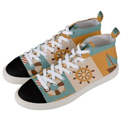 Nautical Elements Collection Men s Mid-top Canvas Sneakers by Bangk1t