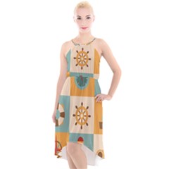 Nautical Elements Collection High-low Halter Chiffon Dress  by Bangk1t