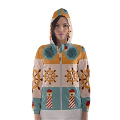 Nautical Elements Collection Women s Hooded Windbreaker by Bangk1t