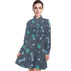 Bons Foot Prints Pattern Background Long Sleeve Chiffon Shirt Dress by Bangk1t