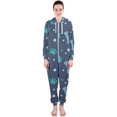 Bons Foot Prints Pattern Background Hooded Jumpsuit (ladies) by Bangk1t