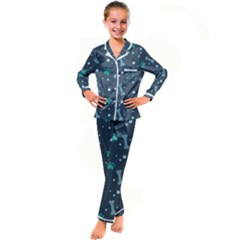 Bons Foot Prints Pattern Background Kids  Satin Long Sleeve Pajamas Set by Bangk1t