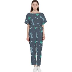 Bons Foot Prints Pattern Background Batwing Lightweight Chiffon Jumpsuit by Bangk1t