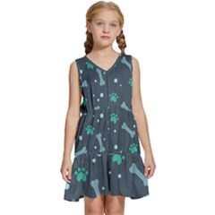 Bons Foot Prints Pattern Background Kids  Sleeveless Tiered Mini Dress by Bangk1t