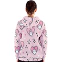 Cartoon Cute Valentines Day Doodle Heart Love Flower Seamless Pattern Vector Women s Zipper Hoodie View2