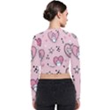 Cartoon Cute Valentines Day Doodle Heart Love Flower Seamless Pattern Vector Long Sleeve Zip Up Bomber Jacket View2