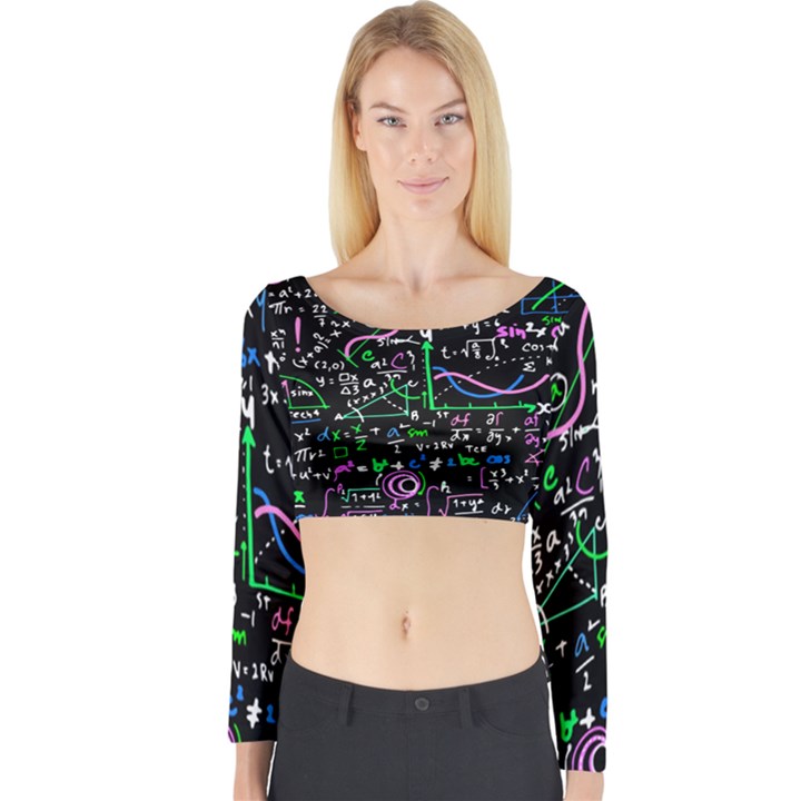 Math Linear Mathematics Education Circle Background Long Sleeve Crop Top