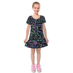 Math Linear Mathematics Education Circle Background Kids  Short Sleeve Velvet Dress by Bangk1t