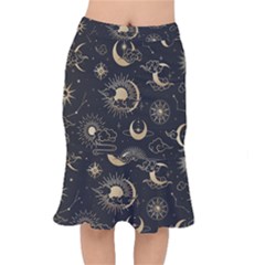 Asian Seamless Pattern With Clouds Moon Sun Stars Vector Collection Oriental Chinese Japanese Korean Short Mermaid Skirt by Bangk1t