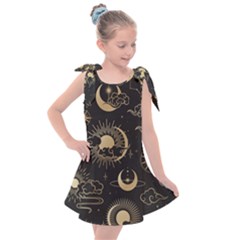 Asian Seamless Pattern With Clouds Moon Sun Stars Vector Collection Oriental Chinese Japanese Korean Kids  Tie Up Tunic Dress by Bangk1t