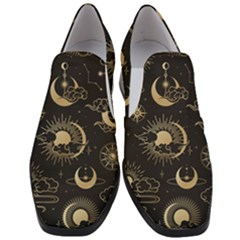 Asian Seamless Pattern With Clouds Moon Sun Stars Vector Collection Oriental Chinese Japanese Korean Women Slip On Heel Loafers by Bangk1t