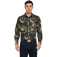 Asian Seamless Pattern With Clouds Moon Sun Stars Vector Collection Oriental Chinese Japanese Korean Men s Long Sleeve Pocket Shirt  by Bangk1t