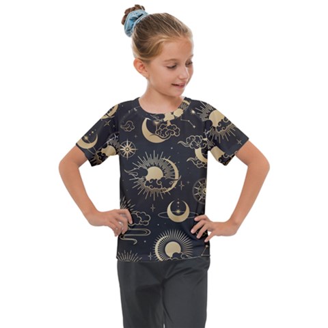 Asian Seamless Pattern With Clouds Moon Sun Stars Vector Collection Oriental Chinese Japanese Korean Kids  Mesh Piece Tee by Bangk1t