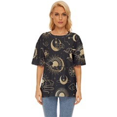 Asian Seamless Pattern With Clouds Moon Sun Stars Vector Collection Oriental Chinese Japanese Korean Oversized Basic Tee by Bangk1t