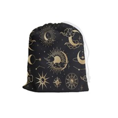 Asian-set With Clouds Moon-sun Stars Vector Collection Oriental Chinese Japanese Korean Style Drawstring Pouch (large) by Bangk1t