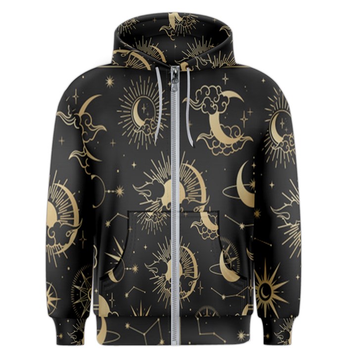 Asian-set With Clouds Moon-sun Stars Vector Collection Oriental Chinese Japanese Korean Style Men s Zipper Hoodie