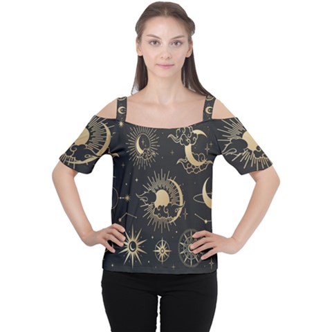 Asian-set With Clouds Moon-sun Stars Vector Collection Oriental Chinese Japanese Korean Style Cutout Shoulder Tee by Bangk1t